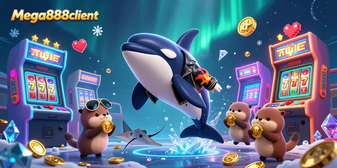 Experience thrilling gaming adventures with mega888client's cartoon-inspired casino scene.