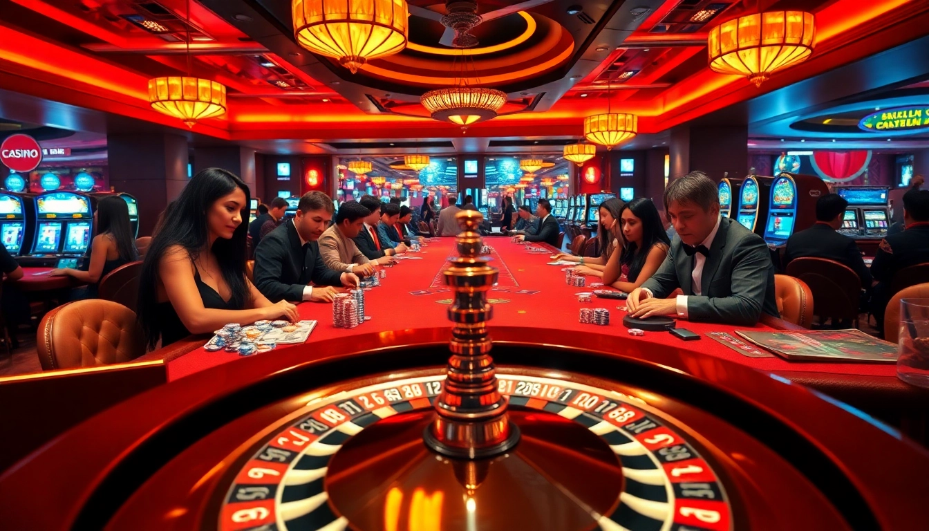 Exciting casino scene showcasing players enjoying games at juragan77 tables.