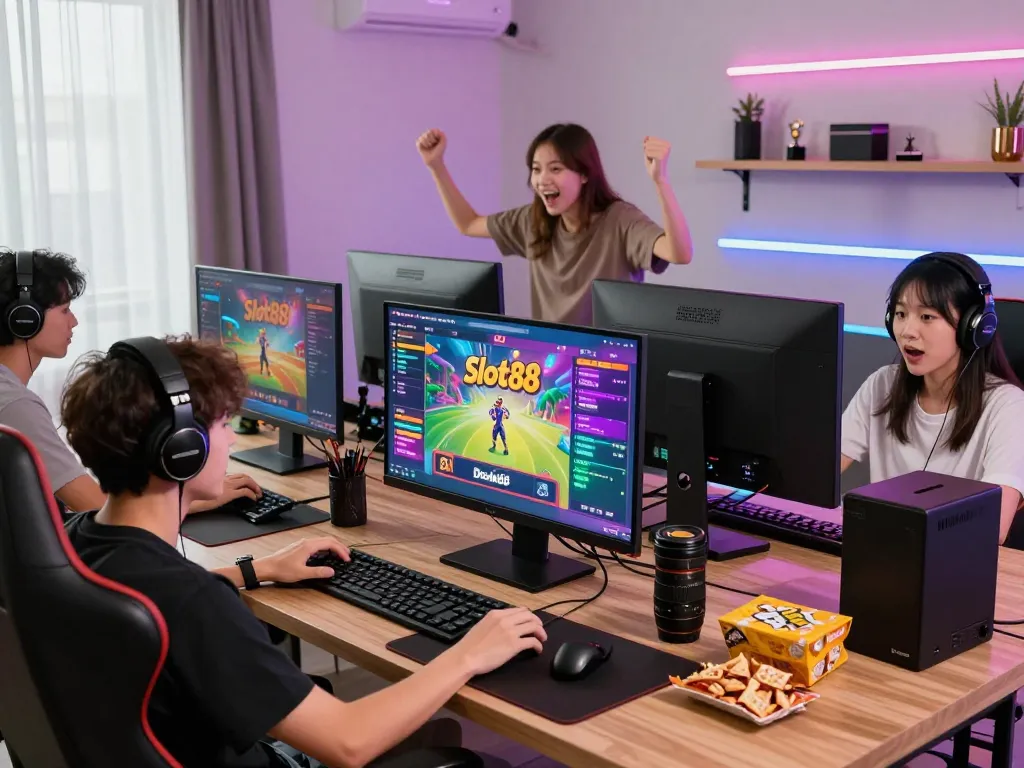 Dash88 player fully immersed in vibrant Slot88 gaming experience.