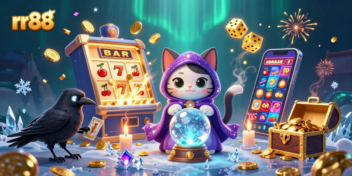 Engage with thrilling gaming at rr88, illustrated by a vibrant, magical casino scene.