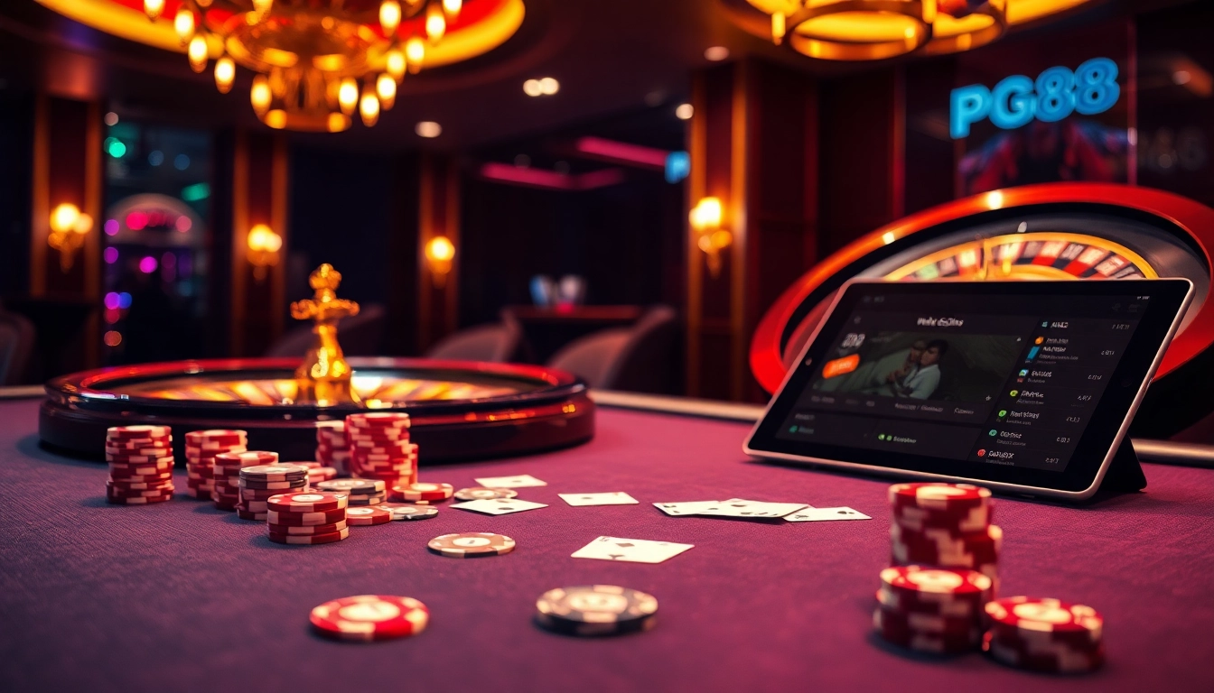 Experience the excitement of PG88 at a luxurious casino table with poker chips and cards.