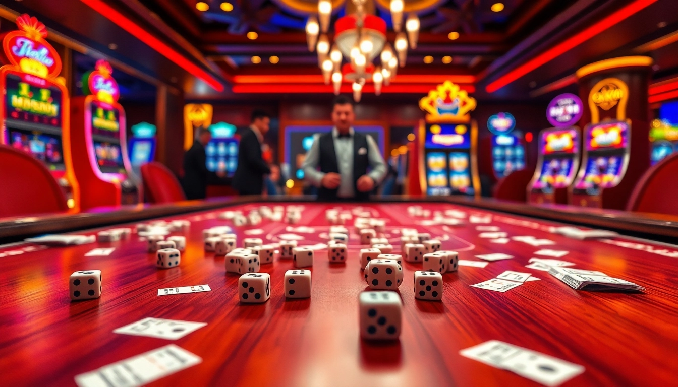 Engaging players at a Tài xỉu md5 table in a luxurious casino atmosphere filled with vibrant gaming excitement.