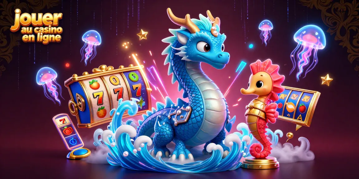 Vivez le frisson des jeux de casino en ligne avec un dragon majestueux et des éléments de jeu vibrants.