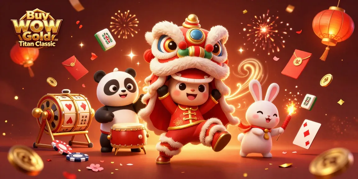 Engage in thrilling action as you buy WoW Gold Titan Classic through a festive 3D illustration featuring lively characters.