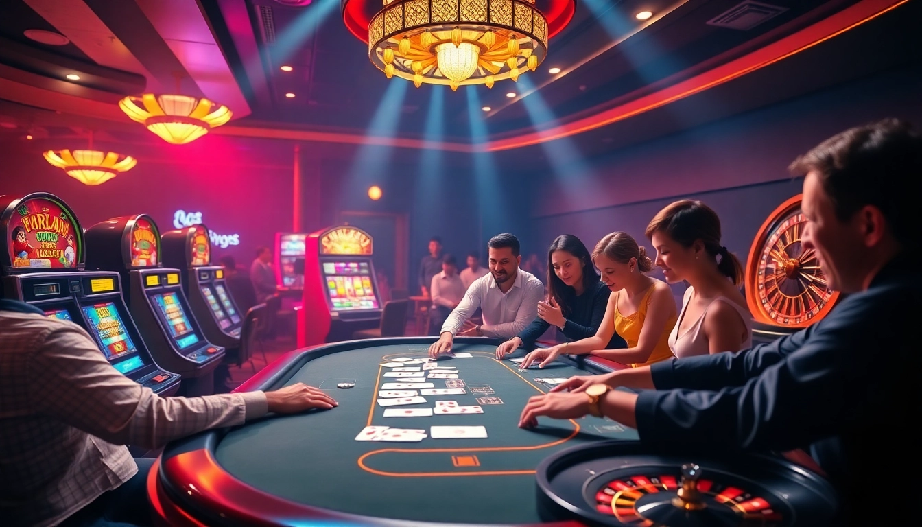 Experienced players enjoying the dynamic atmosphere at Co88 casino, with chips and cards in action.