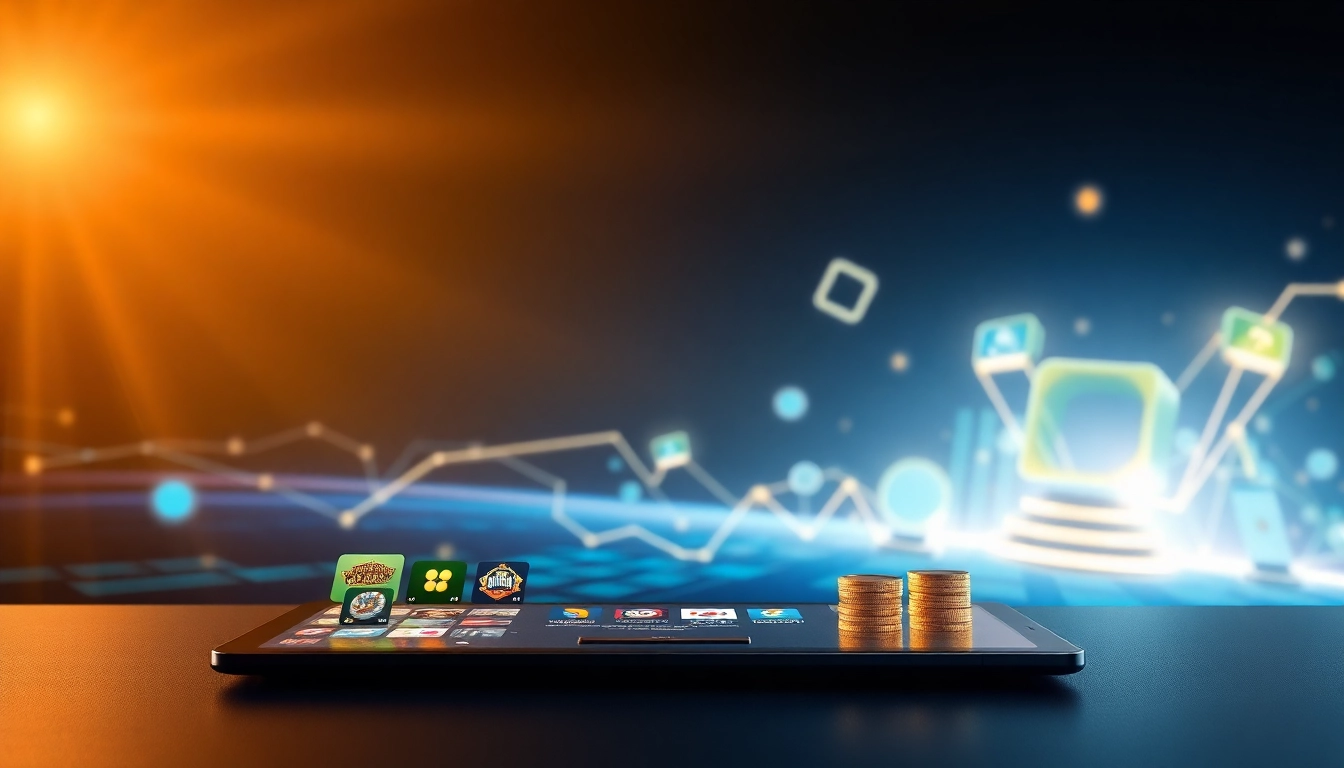 優塔娛樂城的視覺展示，搶眼的遊戲圖標和科技背景。