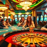 K88 gamblers celebrating a win at an elegant casino table, embodying excitement and luxury.