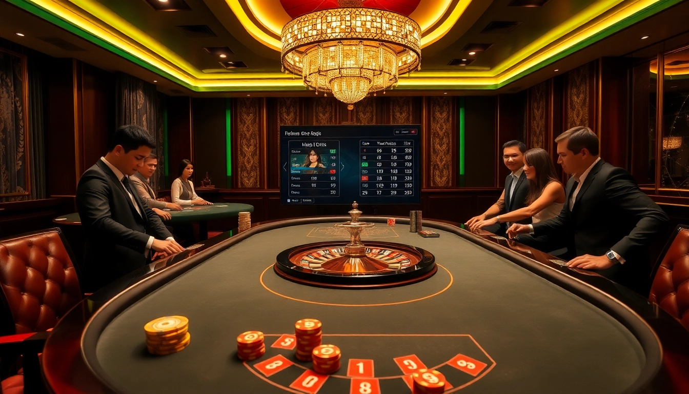 Tỷ lệ bóng đá nhà cái showcased on an elegant casino table with vibrant colors and dynamic betting atmosphere.