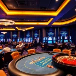Experience the thrill of the ph365 blue edition at a luxurious casino with vibrant gaming tables.