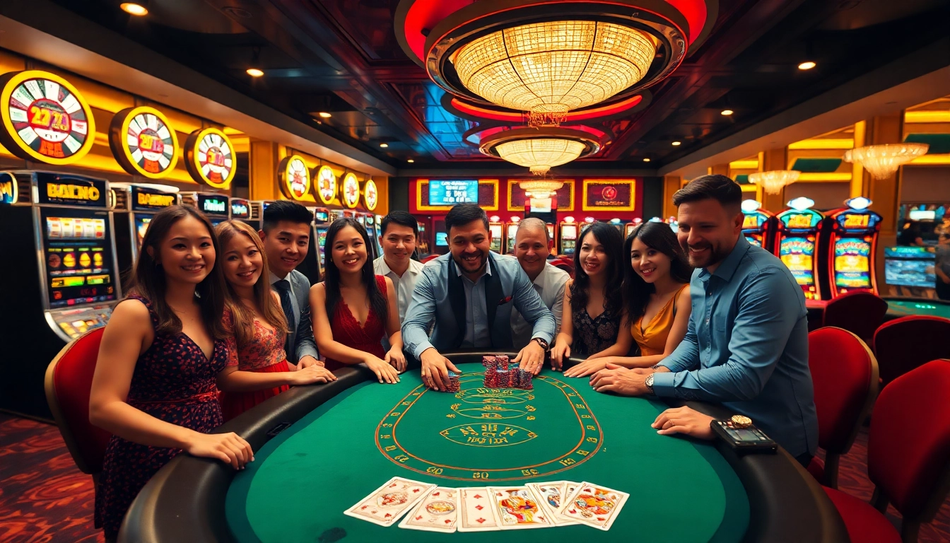 Experience the thrill of the app 789win with players at a glamorous blackjack table.