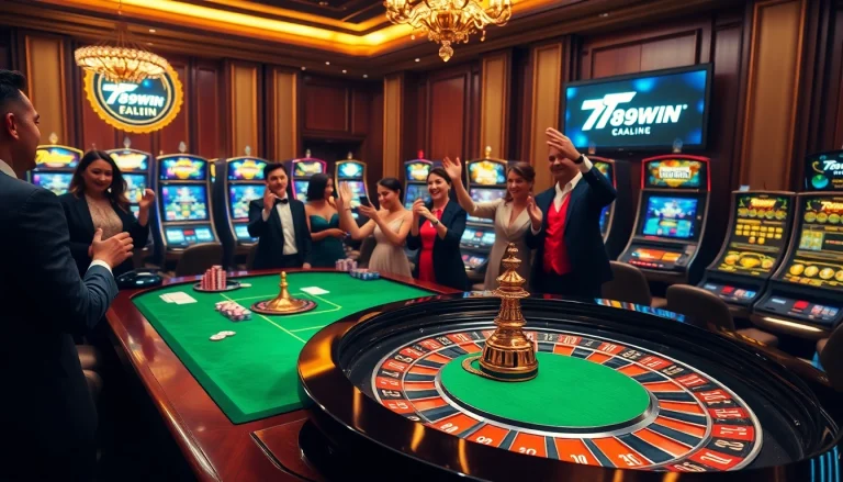 Experience the thrill of 789win nhận thưởng as players engage at a luxurious casino table.
