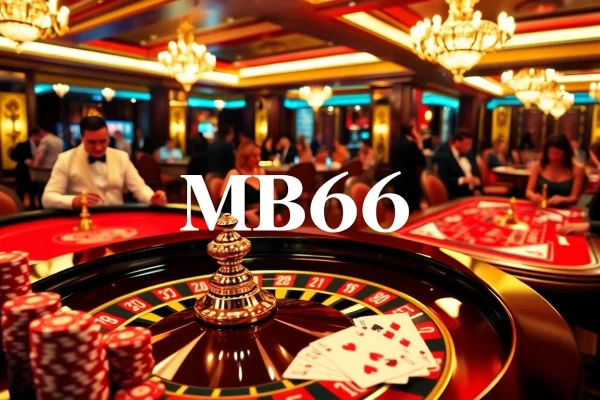 Experience the excitement of MB66 at a luxurious casino featuring roulette and poker games.