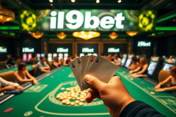 Experience i9bet excitement with players at a luxury casino poker table.