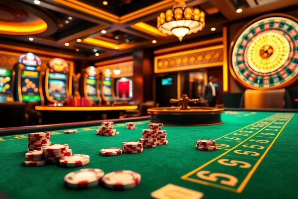Engage with the thrilling world of lc88 casino games, showcasing virtual poker tables and slot machines.