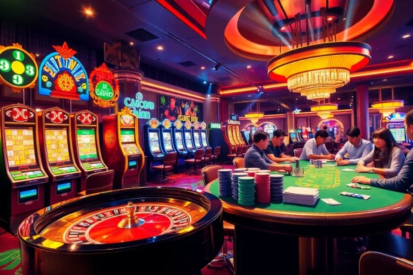 Experience the thrill of slot gacor as players celebrate wins at vibrant casino machines.