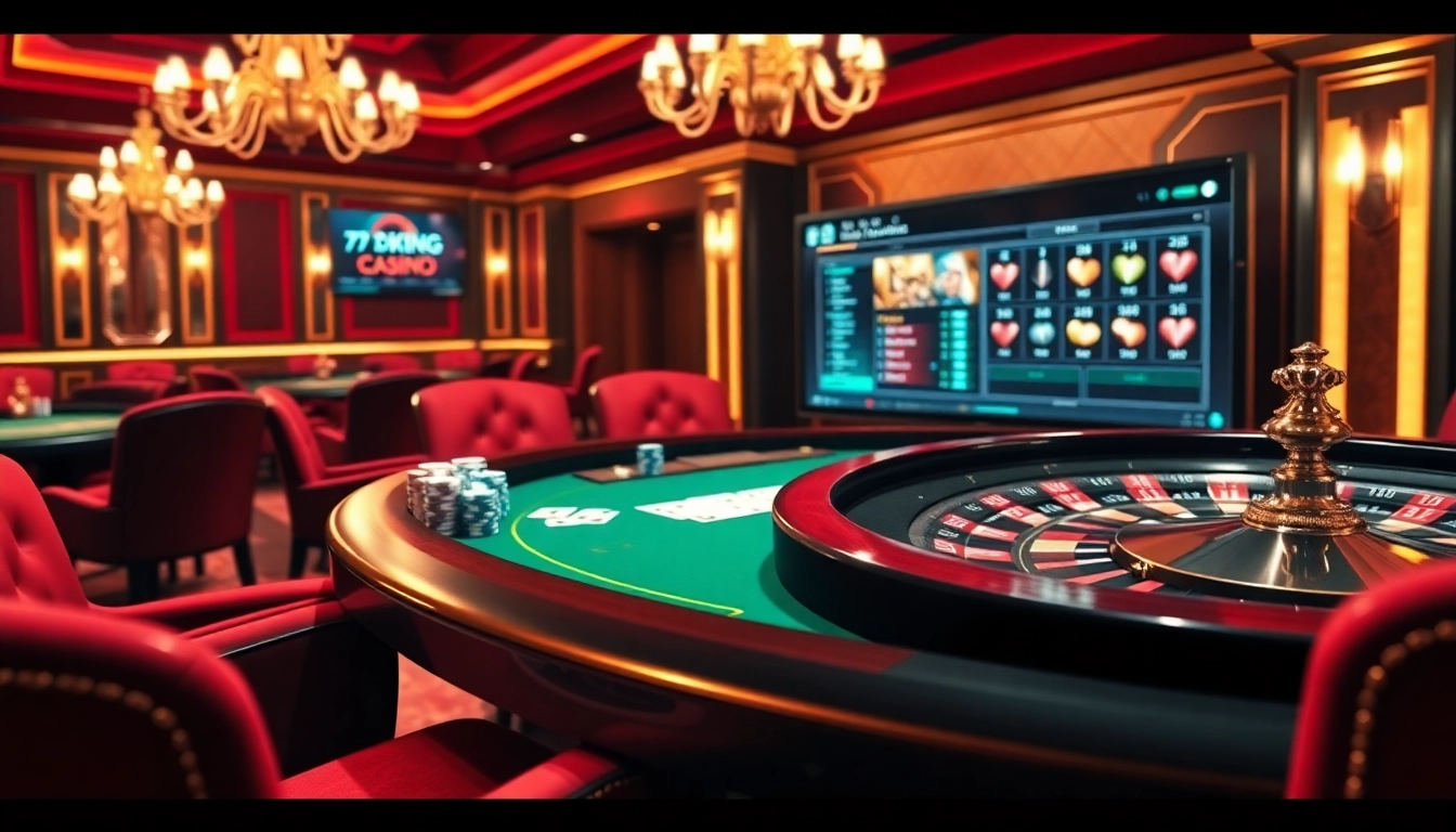 Experience the thrill of casino gaming at 79king.credit with poker chips and a roulette wheel.
