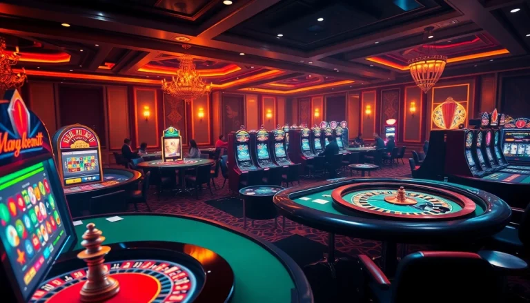 Bet on MK8 with thrilling casino games, featuring lively roulette tables and vibrant slot machines.