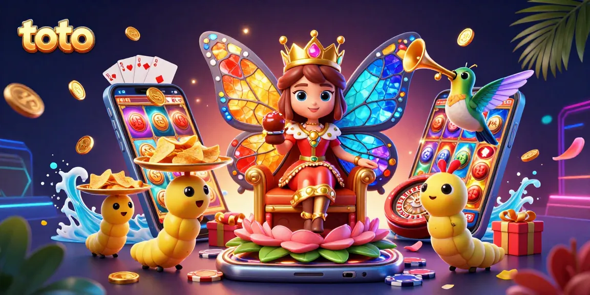 Experience exciting toto gaming with the butterfly queen in a colorful 3D illustration.