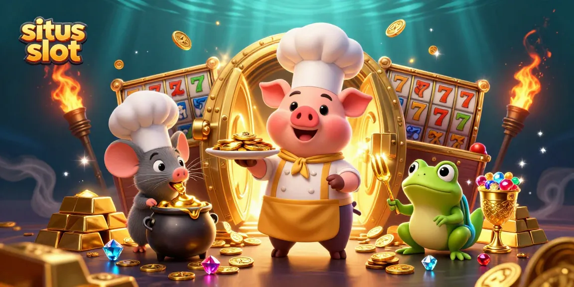 Experience exhilarating action at situs slot with vibrant characters serving golden coins in a dynamic casino scene.
