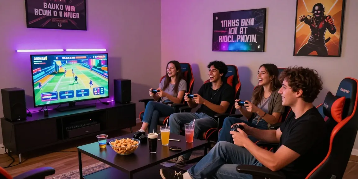 Raja Game login session with friends enjoying gaming in a cozy indoor setting.